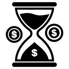 Fototapeta premium A minimalist hourglass with coins symbolizing that time is money vector illustration