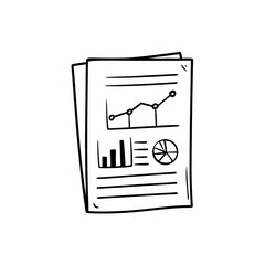 A document icon for corporate finance with a data chart on it vector illustration