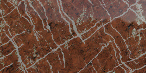 Closeup of polished red breccia marble with white veins, showcasing the stones natural pattern and texture, perfect for backgrounds and design elements
