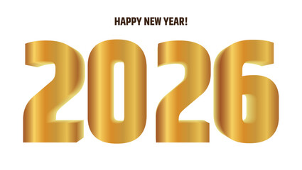 Elegant Happy New Year 2026 Vector with Golden 3D Numbers and Modern Typography – Luxury Festive Greeting Card Design for Celebration