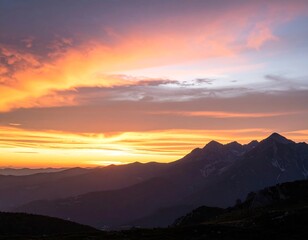 Obraz premium Mountain sunset panorama