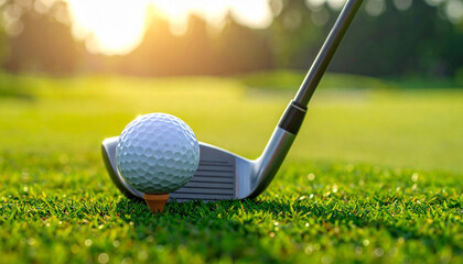golf club and ball on green