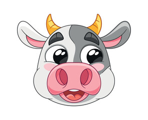 Amazed cow animal face cartoon