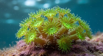 Obraz premium Bright Green Sea Anemone Cluster.
