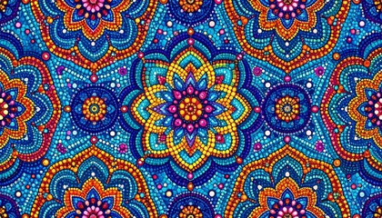 Vibrant, detailed floral mosaic pattern