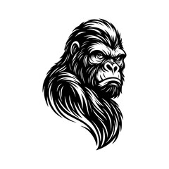 Gorilla Silhouette SVG | Angry Ape Head Clipart | Wild Jungle Animal Vector Illustration