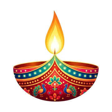 Traditional decorative oil lamp Diwali Diya. Festival of lights celebration.