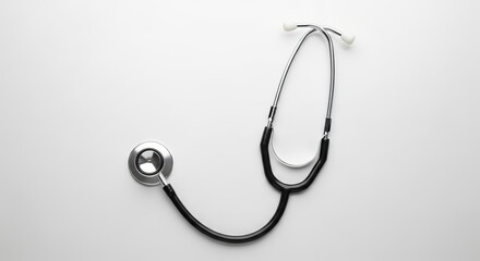 Clean stethoscope on white backdrop for medical professionals, clinic, or healthcare advertising with copy space ready for your message