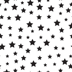 Black Stars on White Seamless Pattern