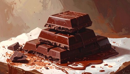 Stacked dark chocolate bars