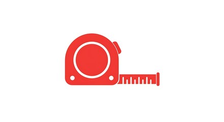 Red tape measure icon on white background for measurement and design
