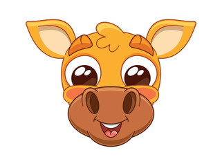 Cute fawn smiling face cartoon