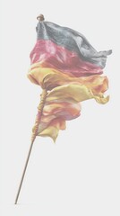 Waving German flag made of fabric in vibrant colors captured in a studio setting - Low Contrast