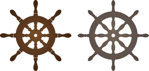 Vintage Ship Wheel Color Vector Design Collection