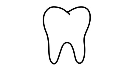 Single Tooth Outline: Dental Health Vector Illustration on transparent Background; Simple Line Art for Healthcare, Dentistry, Oral Hygiene and Kids Design