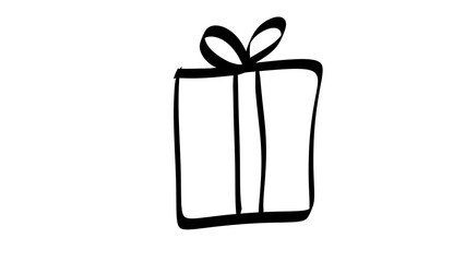 Gift Box Sketch: Hand-Drawn Present, Simple Doodle, Minimalist Celebration Icon, Line Art Illustration, transparent Background, Holiday Vector