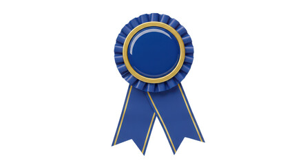 Blue award ribbon on white background