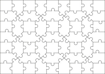 52-piece puzzle. Collage template. Puzzle-shaped mood board mockup. Background. Mosaic frame. Scrapbooking grid. Gallery banner. Retro photo frame. Album branding board.