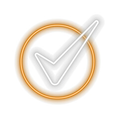 Approved and verified marked box icon outline style.neon style. Verified product quality seal, neon style.