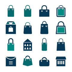 Collection of flat design shopping bag and retail icons