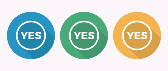 Colorful Yes Icons Representing Agreement in Various Shades and Positive Confirmations