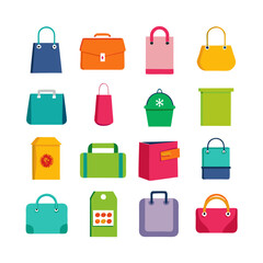 Collection of flat design bags and box containers illustration