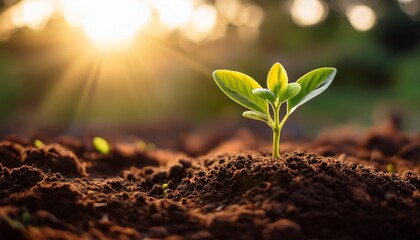 Seedlings Sprouting In Rich Soil Growth Nature And New Beginnings
