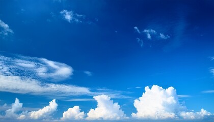 Bright Blue Sky With Fluffy White Clouds Perfect For Nature Backgrounds And Dreamy Scenic Views