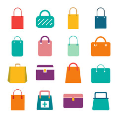 Flat Vector Graphic of Colorful Shopping Bags Collection