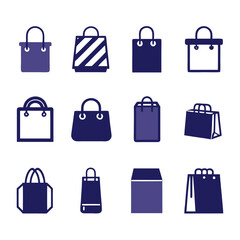Assorted shopping bags icons isolated on white background