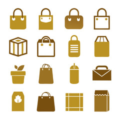 Collection of conceptual icon set including packages and bags