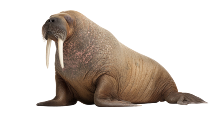 Walrus with Long Ivory Tusks – Arctic Marine Mammal Isolated on Transparent Background for Wildlife and Nature Design