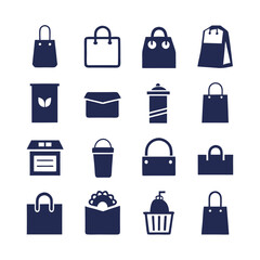 Vector icon set of diverse shopping and package symbols