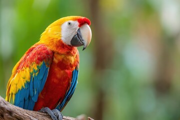Fototapeta premium Scarlet Macaw Perched in Vibrant Greenery