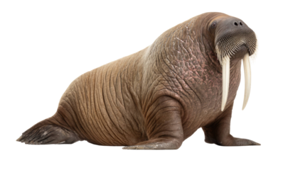 Walrus with Long Ivory Tusks – Arctic Marine Mammal Isolated on Transparent Background for Wildlife and Nature Design