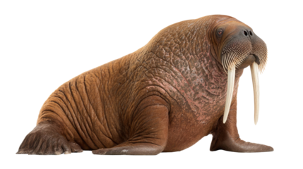 Walrus with Long Ivory Tusks – Arctic Marine Mammal Isolated on Transparent Background for Wildlife and Nature Design