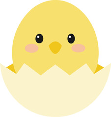Obraz premium Baby chick peeking out from cracked pastel egg shell