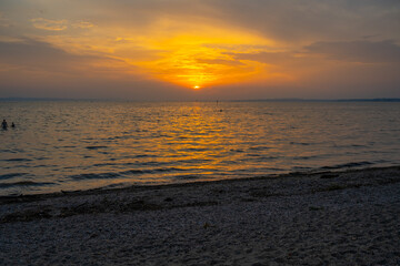 sunset on the sea coast