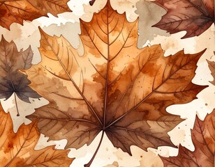 Autumn leaves watercolor pattern