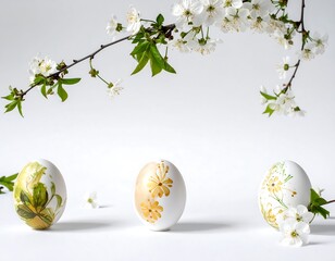 Easter eggs with cherry blossoms