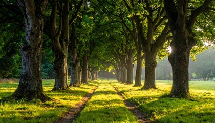 Fototapeta premium Sunlight path through trees