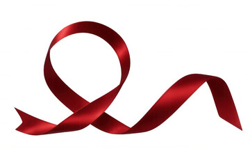 Red awareness ribbon forming a loop, symbolizing support for hiv/aids, heart health, and other causes, isolated on transparent