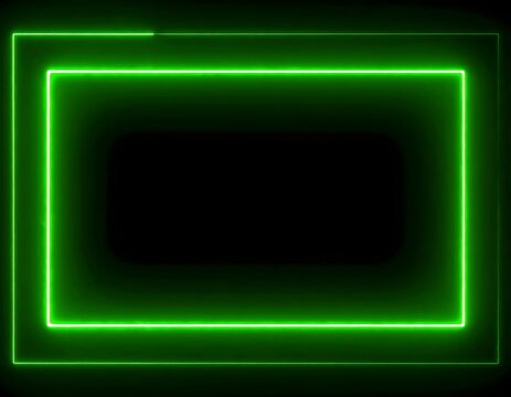 Neon green rectangle frame on black background