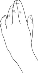 Coloring page with back of a woman’s hand with a natural manicure