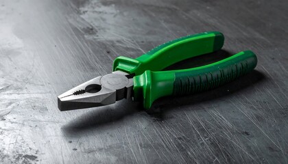 Green-handled pliers on a dark surface