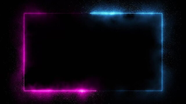 magenta and blue dual particle streams forming a rectangle frame in a seamless loop for energetic music or dance visuals