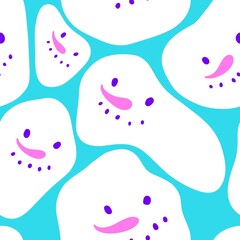 Christmas cartoon ice seamless snowman pattern for wrapping paper and fabrics