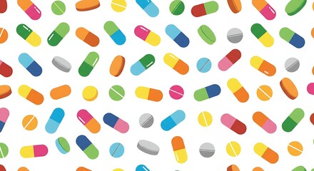 Colorful pills pattern illustration health medicine treatment background