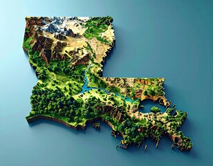 3D map of Louisiana