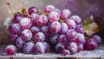 Still life of frosted grapes